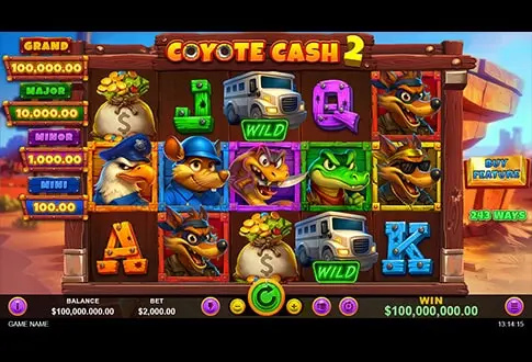 Coyote Cash 2 gameboard