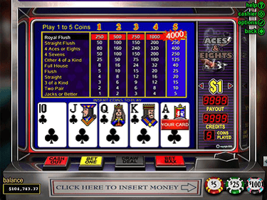 Aces and Eights Video Poker