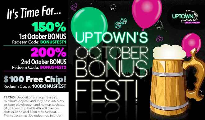 Uptown Aces $100 Free Bonus