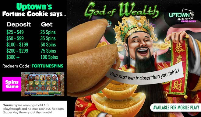 Uptown'a Fortune Cookies Free Spins
