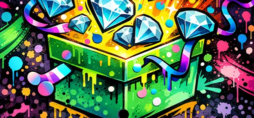 Diamonds coming out of a box