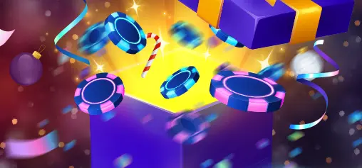 Present with casino chips popping out